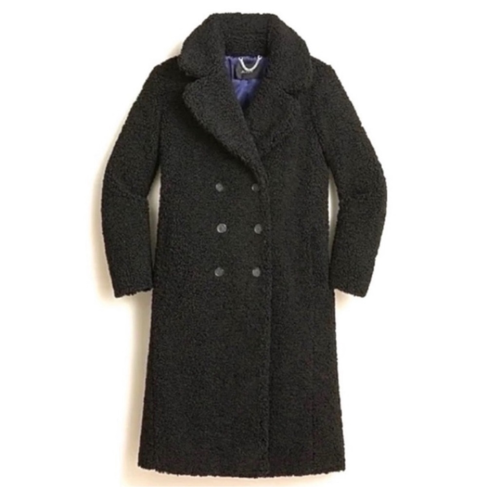 J.Crew Double-breasted teddy sherpa topcoat - size small - EUC